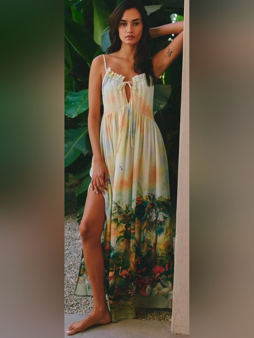 Anthropologie Celandine Tropical Scenic Maxi Dress - Picture 1 of 3